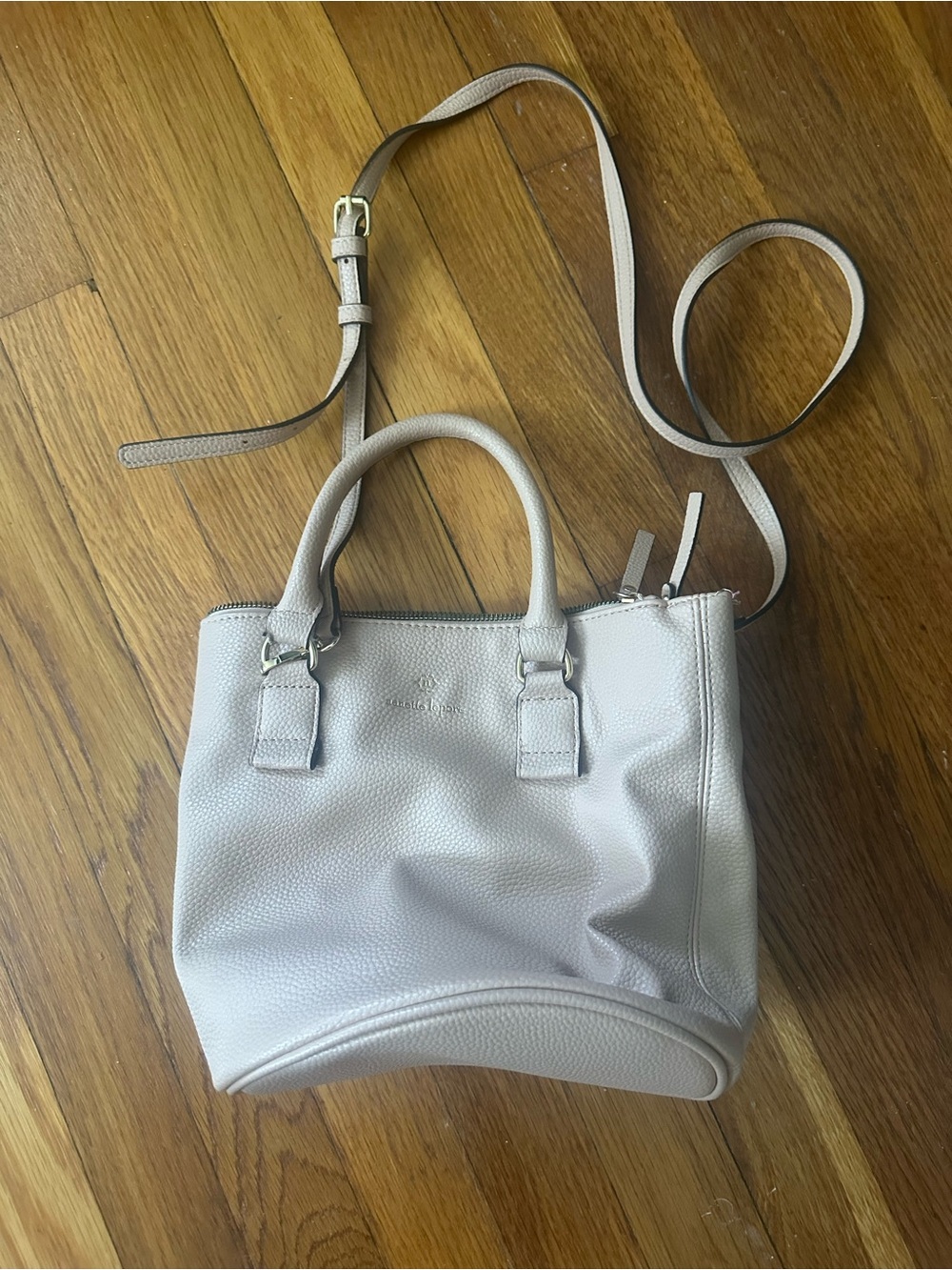 Women's Pebbled Leather Satchel Bag - Light Beige